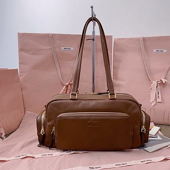 Miumiu Pocket Washed Nappa Leather Bag Brown - 32x15.5x11cm