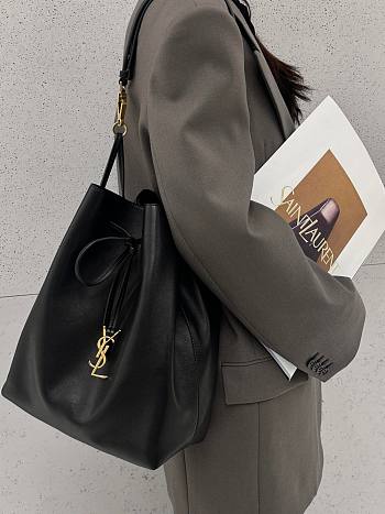 YSL Paris Vll Pochon In Lambskin Black - 30×24×12cm