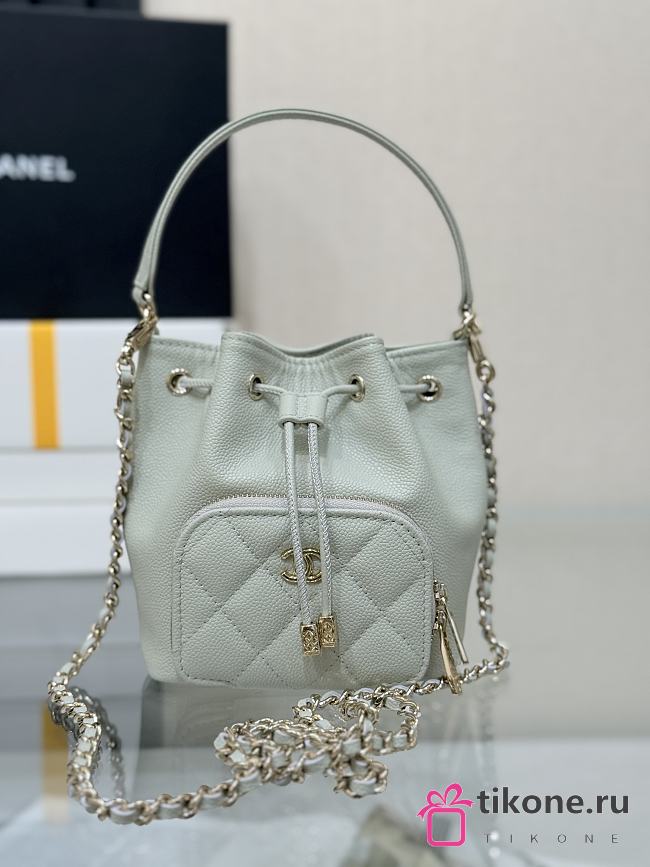 Chanel Clutch With Chain Grained Shiny Calfskin & Gold Tone Metal Mint - 15x12.5x7.5cm - 1