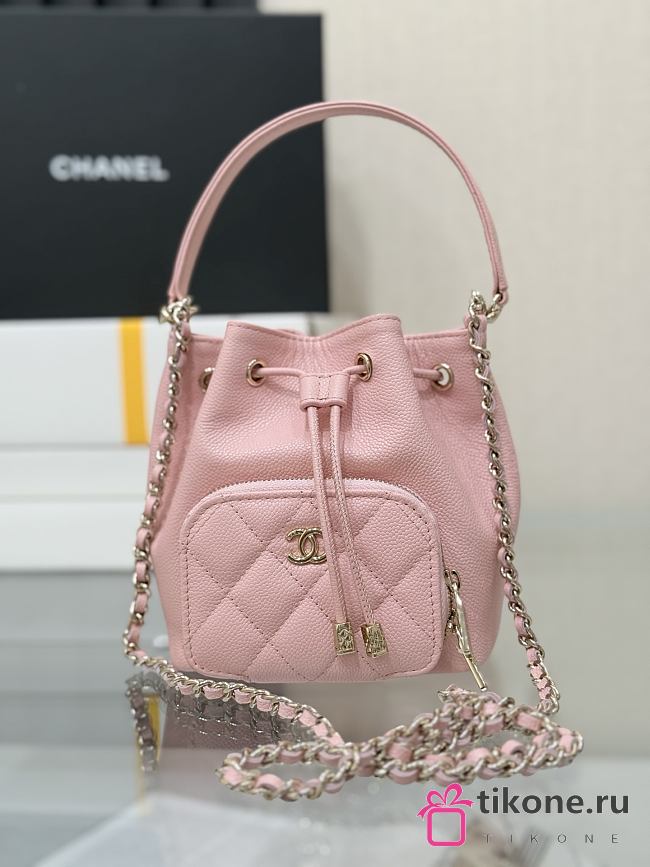 Chanel Clutch With Chain Grained Shiny Calfskin & Gold Tone Metal Pink - 15x12.5x7.5cm - 1