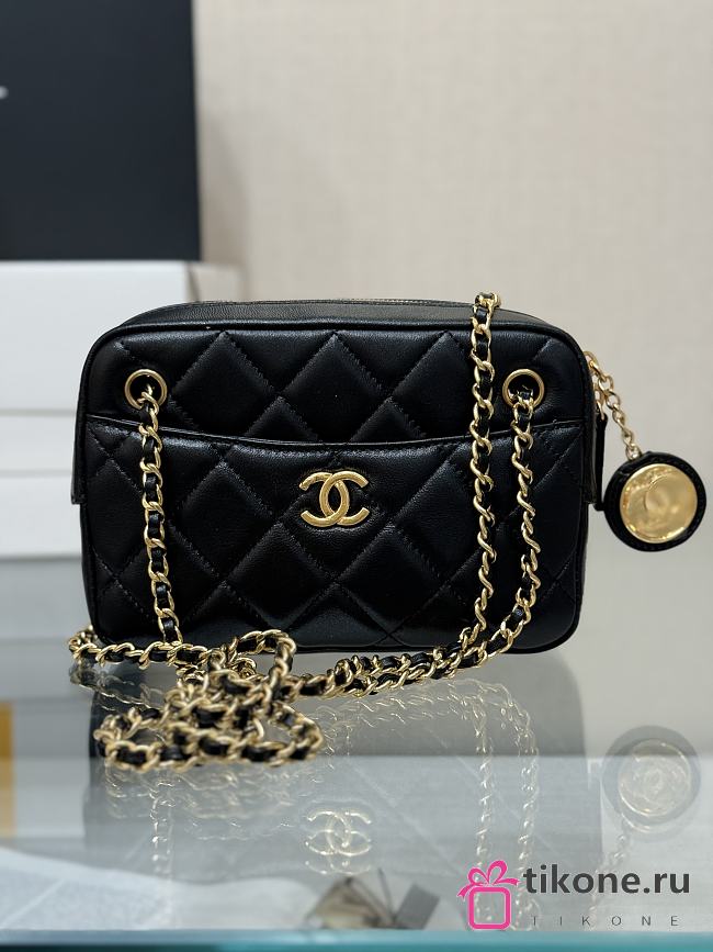 Chanel Mini Camera Case Shiny Lambskin & Gold Tone Black - 18x12x7cm - 1