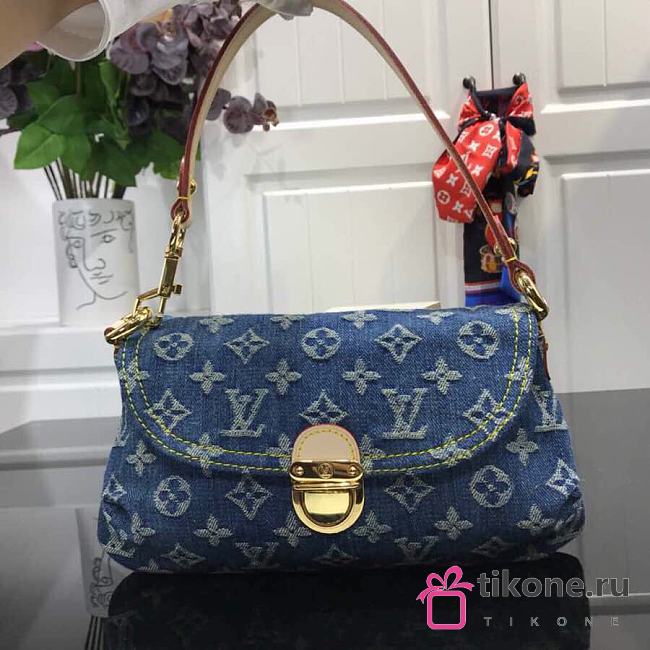 LV Monogram Vintage Denim Pleaty Shoulder Bag in Blue M95050 - 26x15x9cm - 1