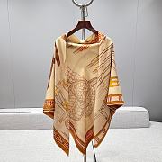 Hermes Lettres Equestres Shawl 140 Milk Tea - 1