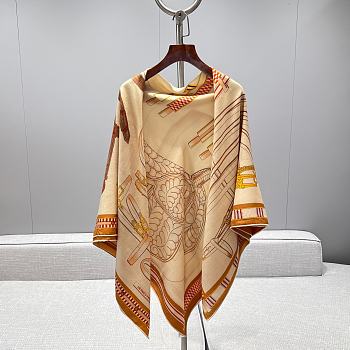 Hermes Lettres Equestres Shawl 140 Milk Tea
