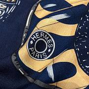 Hermes Tous En Selle Embroidered Scarf 90 Blue  - 4