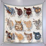 Hermes Tous En Selle Embroidered Scarf 90 Light Blue - 5