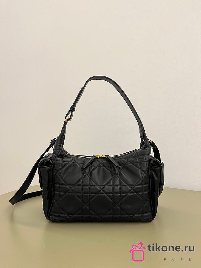Dior Medium D-Dream Bag Black Macrocannage Lambskin - 28x16x10cm - 1