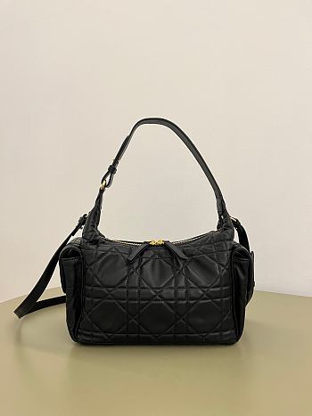Dior Medium D-Dream Bag Black Macrocannage Lambskin - 28x16x10cm
