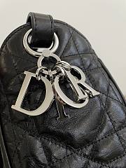 Dior Medium D-Motion Bag Black Macrocannage Crinkled Calfskin - 23x24x13cm - 6