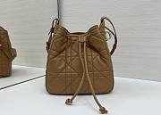 Dior Medium D-Motion Bag Brown Macrocannage Lambskin - 23x24x13cm - 1