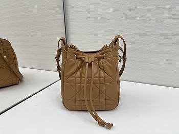 Dior Small D-Motion Bag Brown Macrocannage Lambskin - 17x19.5x11cm
