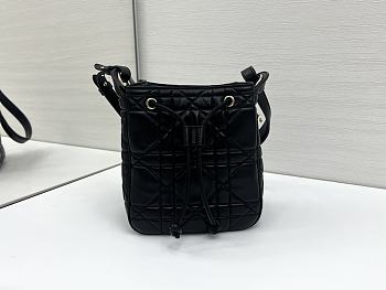 Dior Small D-Motion Bag Black Macrocannage Lambskin - 17x19.5x11cm
