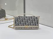 30 Montaigne Cigale Pouch with Chain Blue Dior Oblique Chambray with Raffia Effect and Light Biscuit Smooth Calfskin - 20.5x11x5cm - 6