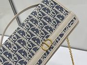 30 Montaigne Cigale Pouch with Chain Blue Dior Oblique Chambray with Raffia Effect and Light Biscuit Smooth Calfskin - 20.5x11x5cm - 5