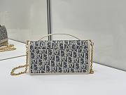 30 Montaigne Cigale Pouch with Chain Blue Dior Oblique Chambray with Raffia Effect and Light Biscuit Smooth Calfskin - 20.5x11x5cm - 2