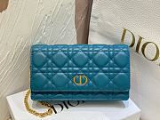 Dior Caro Pouch with Chain Teal Blue Supple Cannage Calfskin - 20x11.5x3.5cm - 2