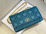 Dior Caro Pouch with Chain Teal Blue Supple Cannage Calfskin - 20x11.5x3.5cm - 5