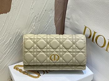 Dior Caro Pouch with Chain Beige Supple Cannage Calfskin - 20x11.5x3.5cm