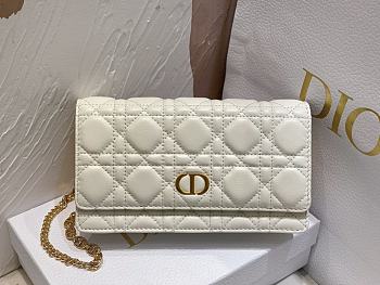 Dior Caro Pouch with Chain White Supple Cannage Calfskin - 20x11.5x3.5cm
