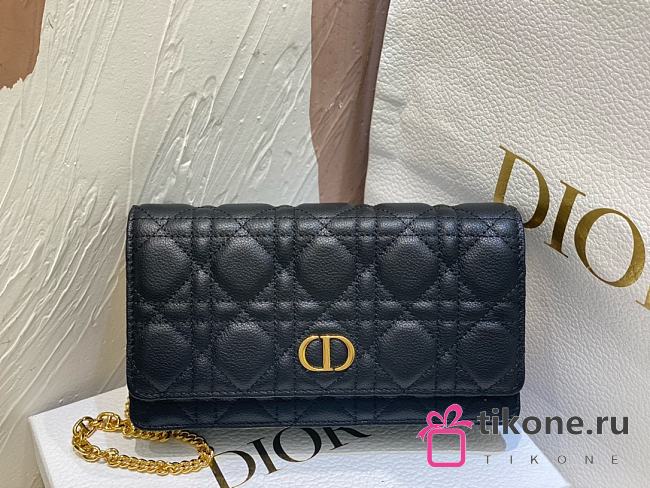 Dior Caro Pouch with Chain Black Supple Cannage Calfskin - 20x11.5x3.5cm - 1