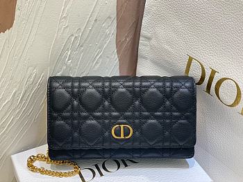 Dior Caro Pouch with Chain Black Supple Cannage Calfskin - 20x11.5x3.5cm