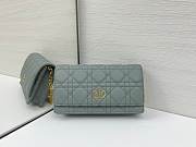 Dior Caro Pouch with Chain Green Gray Supple Cannage Calfskin - 20x11.5x3.5cm - 1