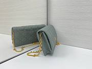 Dior Caro Pouch with Chain Green Gray Supple Cannage Calfskin - 20x11.5x3.5cm - 4