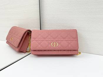 Dior Caro Pouch with Chain Pink Supple Cannage Calfskin - 20x11.5x3.5cm