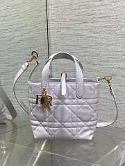 Small Dior Toujours Vertical Tote Bag Lilac Macrocannage Calfskin - 18x16x12cm - 3