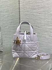 Small Dior Toujours Vertical Tote Bag Lilac Macrocannage Calfskin - 18x16x12cm - 5