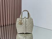 Small Dior Toujours Vertical Tote Bag Light Beige Macrocannage Calfskin - 18x16x12cm - 5