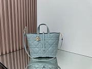 Medium Dior Toujours Vertical Tote Bag Stone Gray Macrocannage Calfskin - 23x24x16cm - 2