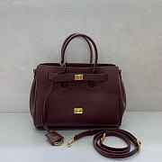 Balenciaga Bel Air Carry All Bag Small in Burgundy Smooth Calfskin Aged Gold Hardware - 30x20x12cm - 6