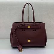 Balenciaga Bel Air Medium Carry All Bag in Burgundy Smooth Calfskin Aged Gold - 37x26x17cm - 4