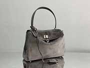 Balenciaga Rodeo Small Handbag in Suede Gray Silver Hardware - 29x20x10cm - 4