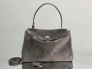 Balenciaga Rodeo Medium Handbag in Suede Gray Silver Hardware - 35x23x11cm - 1