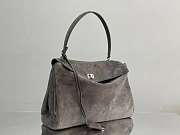 Balenciaga Rodeo Medium Handbag in Suede Gray Silver Hardware - 35x23x11cm - 5