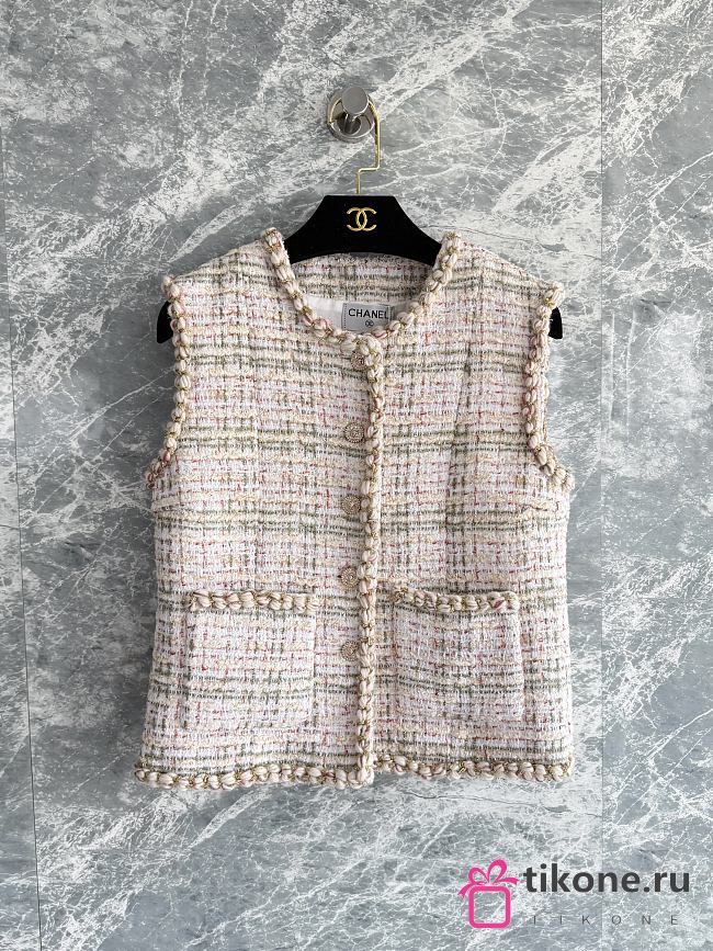 Chanel Tweed Sleeveless Vest with Braided Trim - 1