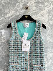 Chanel Dress Cotton Tweed Turquoise & Multicolour  - 6