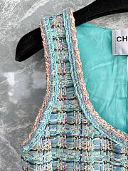 Chanel Dress Cotton Tweed Turquoise & Multicolour  - 5