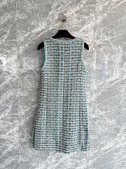 Chanel Dress Cotton Tweed Turquoise & Multicolour  - 2
