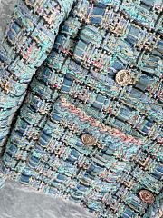Chanel Jacket Cotton Tweed Turquoise & Multicolour - 3