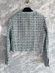 Chanel Jacket Cotton Tweed Turquoise & Multicolour - 4
