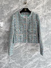 Chanel Jacket Cotton Tweed Turquoise & Multicolour - 5