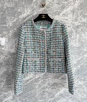 Chanel Jacket Cotton Tweed Turquoise & Multicolour - 1