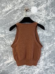 Chanel Knit Sleeveless Cardigan Vest with Adjustable Straps Brown - 4