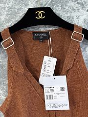 Chanel Knit Sleeveless Cardigan Vest with Adjustable Straps Brown - 5