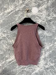 Chanel Knit Sleeveless Cardigan Vest with Adjustable Straps Pink - 5
