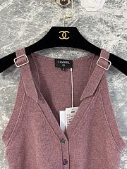 Chanel Knit Sleeveless Cardigan Vest with Adjustable Straps Pink - 4