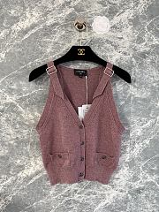 Chanel Knit Sleeveless Cardigan Vest with Adjustable Straps Pink - 3